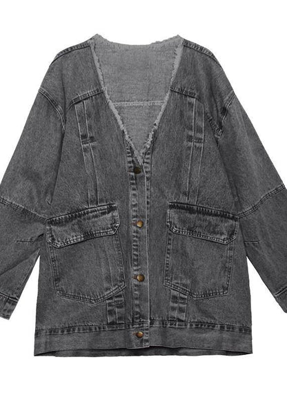Denim Blue Fine Trench Coat Shape Button Down Outwear
