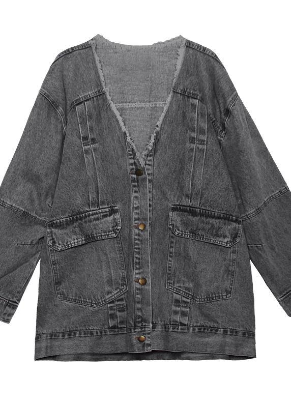 Denim Blue Fine Trench Coat Shape Button Down Outwear