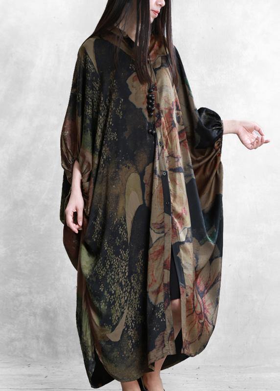 Robes Stand Collar Batwing Sleeve Kaftan Summer Dress