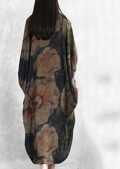 Robes Stand Collar Batwing Sleeve Kaftan Summer Dress