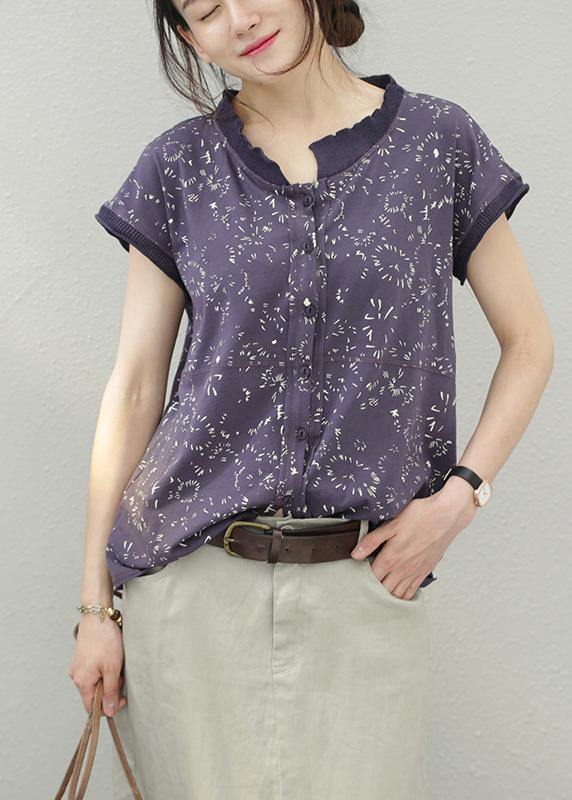 Cotton Tops Stand Collar Silhouette Summer Shirt