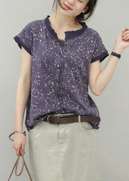 Cotton Tops Stand Collar Silhouette Summer Shirt
