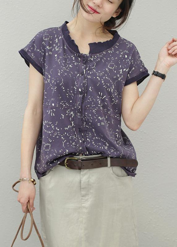 Cotton Tops Stand Collar Silhouette Summer Shirt