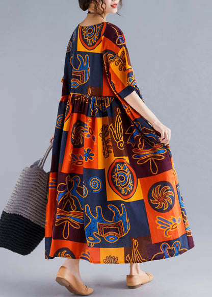 Linen Robes Pakistani Wardrobes O Neck Cinched Art Summer Dresses