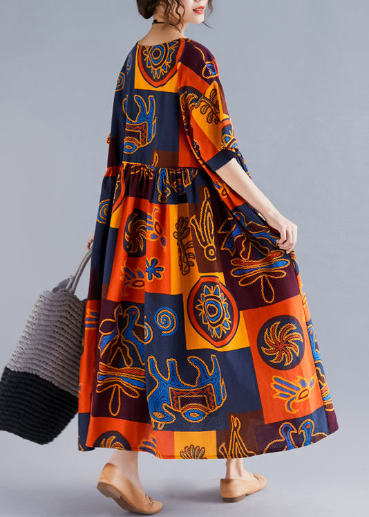 Linen Robes Pakistani Wardrobes O Neck Cinched Art Summer Dresses