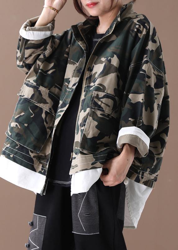 Fine Tunics Stand Collar False Two Pieces Outwear