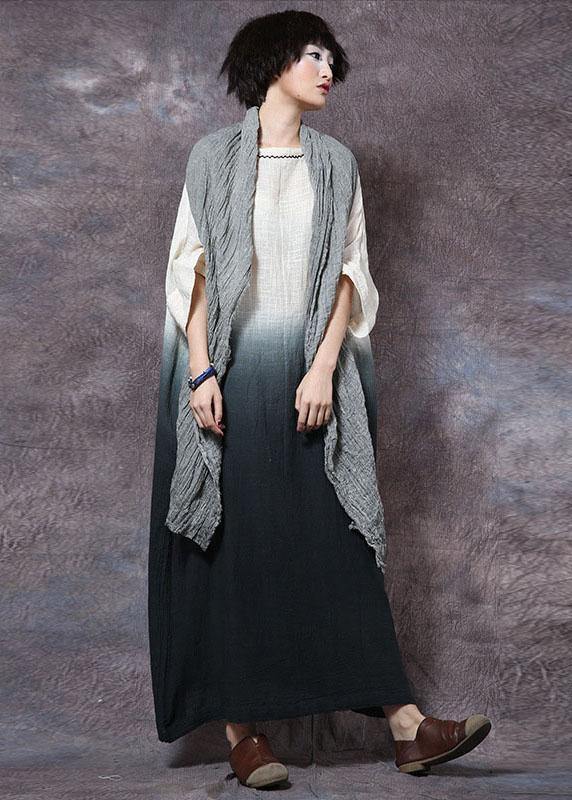 Gradient Color Linen Robes Tunic Tops Chocolate Dress Summer