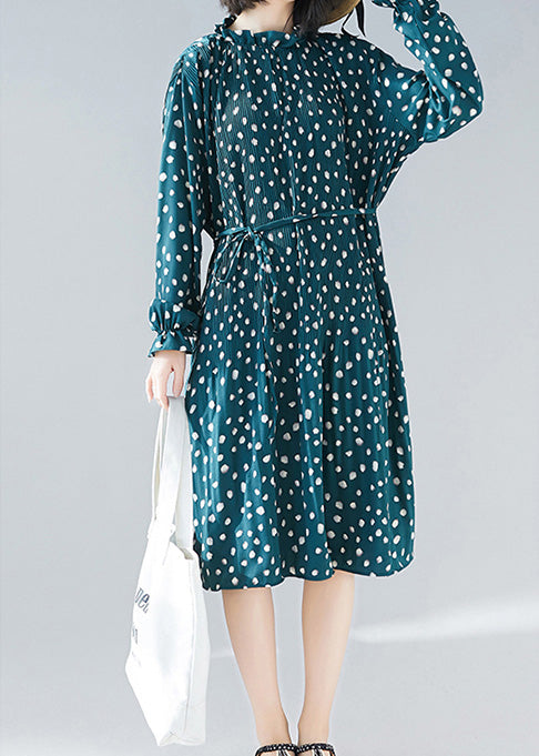 Green Chiffon Kaftans Fabrics Cinched a Line Summer Dress