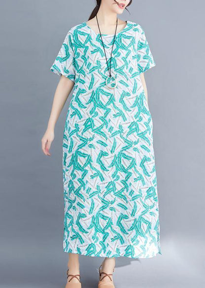 Green Cotton Dresses Fabrics Prints Maxi Summer Dresses