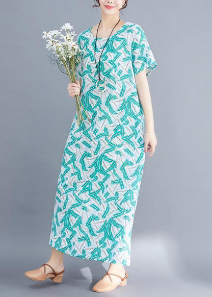 Green Cotton Dresses Fabrics Prints Maxi Summer Dresses