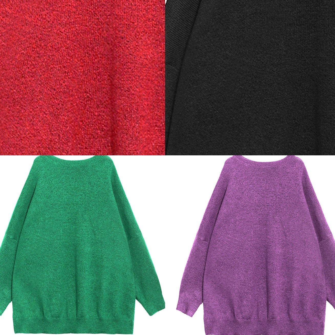 Green Knitted Pullover O Neck Batwing Sleeve Knitted Blouse