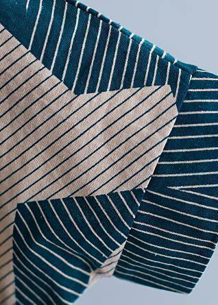 Green Striped Cotton Clothes for O Neck Half Sleeve Clothing Summer Dress