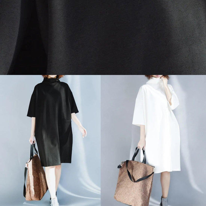 High Neck Half Sleeve Cotton Tunics Design Black Dresses