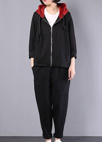 Hooded Cotton Clothes Photography Black Coats Fall