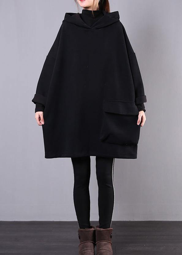 Women hooded thick cotton clothes For Women Sewing black tops