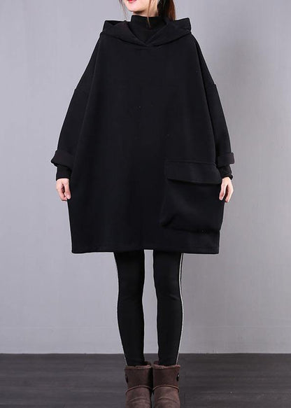 Women hooded thick cotton clothes For Women Sewing black tops