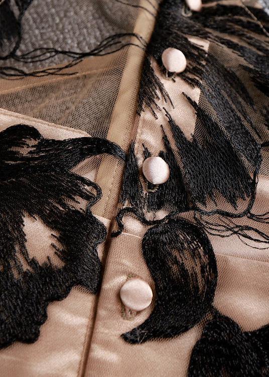 Khaki Tulle Clothes Embroidery Art Summer Dresses