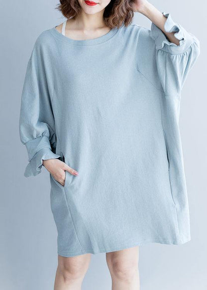 Lantern Sleeve Cotton Dress Inspiration Light Blue Dress Fall