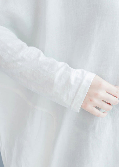 Lapel Batwing Sleeve Cotton Box Top Shape White Oversized Blouses Summer