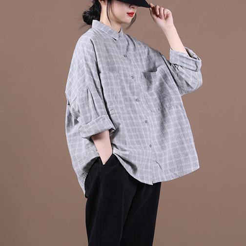 Lapel Pockets Clothes Inspiration Light Gray Plaid Shirts