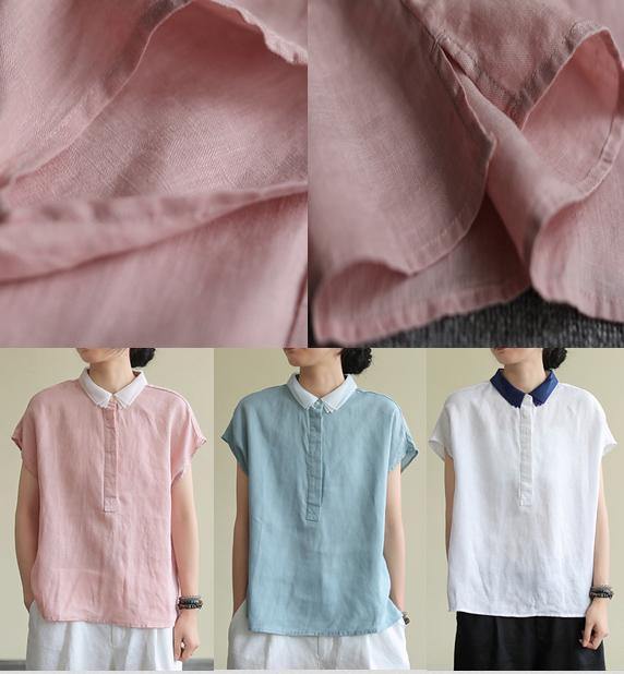 Lapel Side Open Linen Clothes Cotton White Shirt