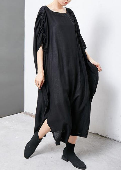 Linen Clothes for Short Sleeve Round Neck Dress