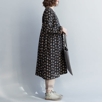 Linen Cotton Dress Pakistani O Neck Cinched Shape Black Love Dresses