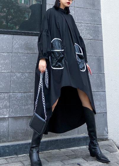 Low High Design Cotton Spring Tunic Runway Black a Line Dresses