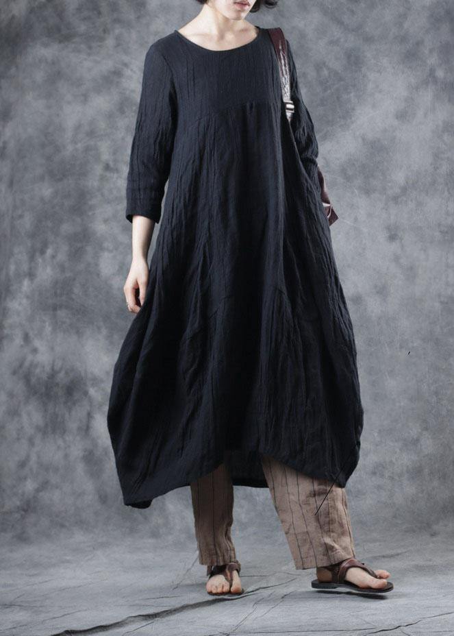 Nude Linen Clothes O Neck Dress