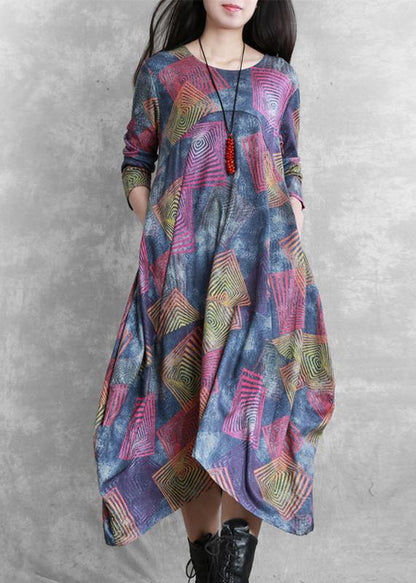 O Neck Asymmetric Cotton Clothes Runway a Line Dress