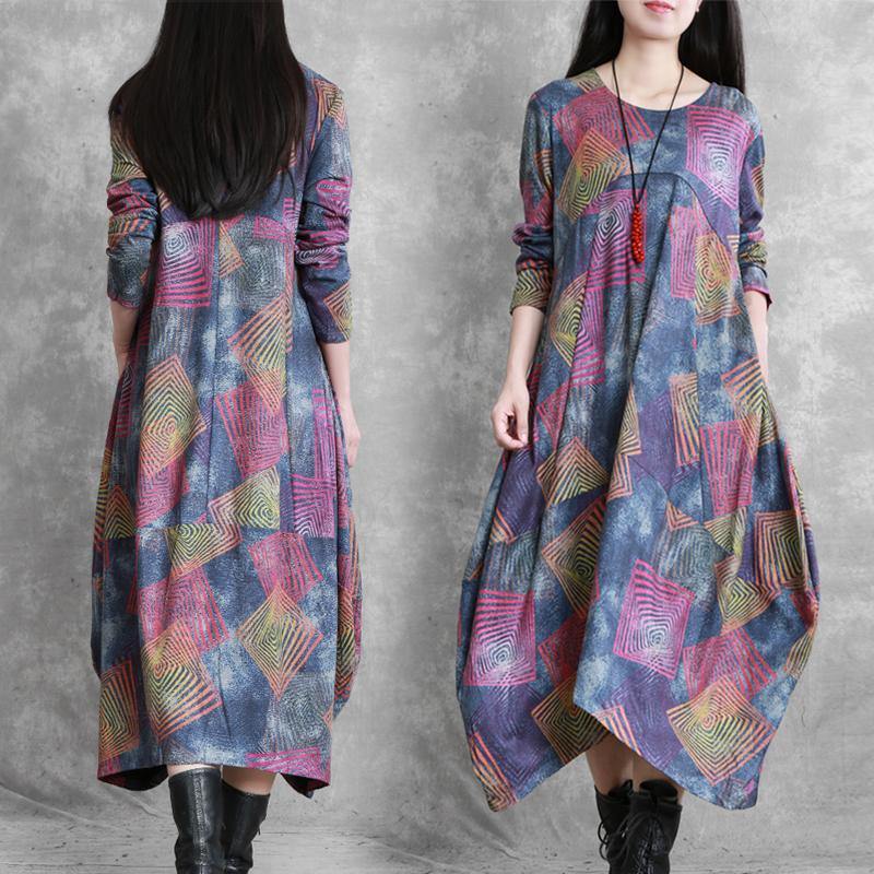 O Neck Asymmetric Cotton Clothes Runway a Line Dress