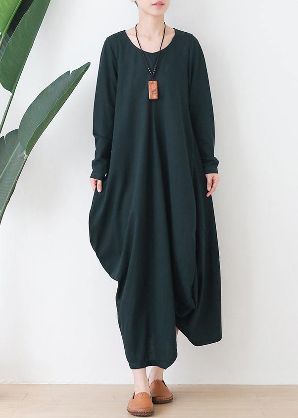 O Neck Asymmetric Fall Robes Shirts Green Dress