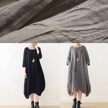 O Neck Asymmetric Linen Dress Wardrobes Black Dress