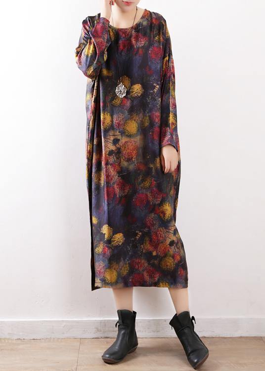 O Neck Chiffon Summer Dress Korea Ideas Black Purple Print Long Dresses