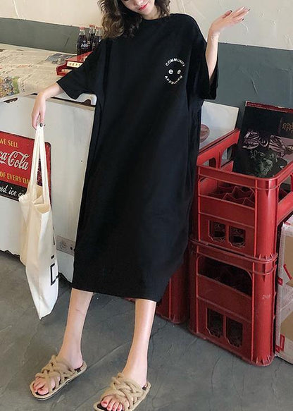 O Neck Cotton Clothes Pattern Purple Maxi Dress Summer
