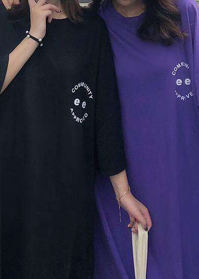O Neck Cotton Clothes Pattern Purple Maxi Dress Summer