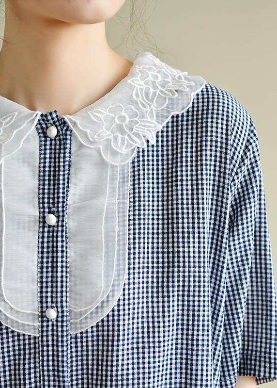 O Neck Elastic Waist Clothes Neckline Navy Striped Dress