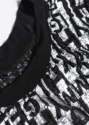 O Neck Half Sleeve Chiffon Tops Outfits Black Print Top Summer