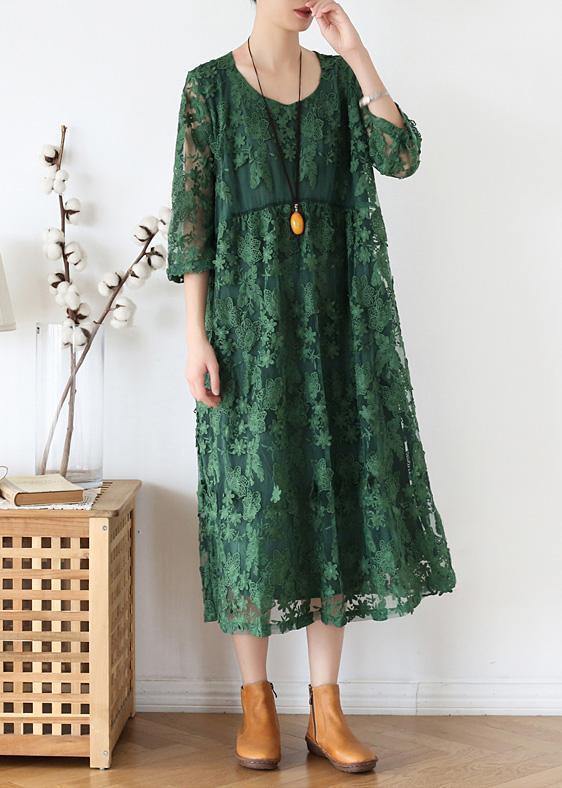 O Neck Half Sleeve Dress Inspiration Green Maxi Dress