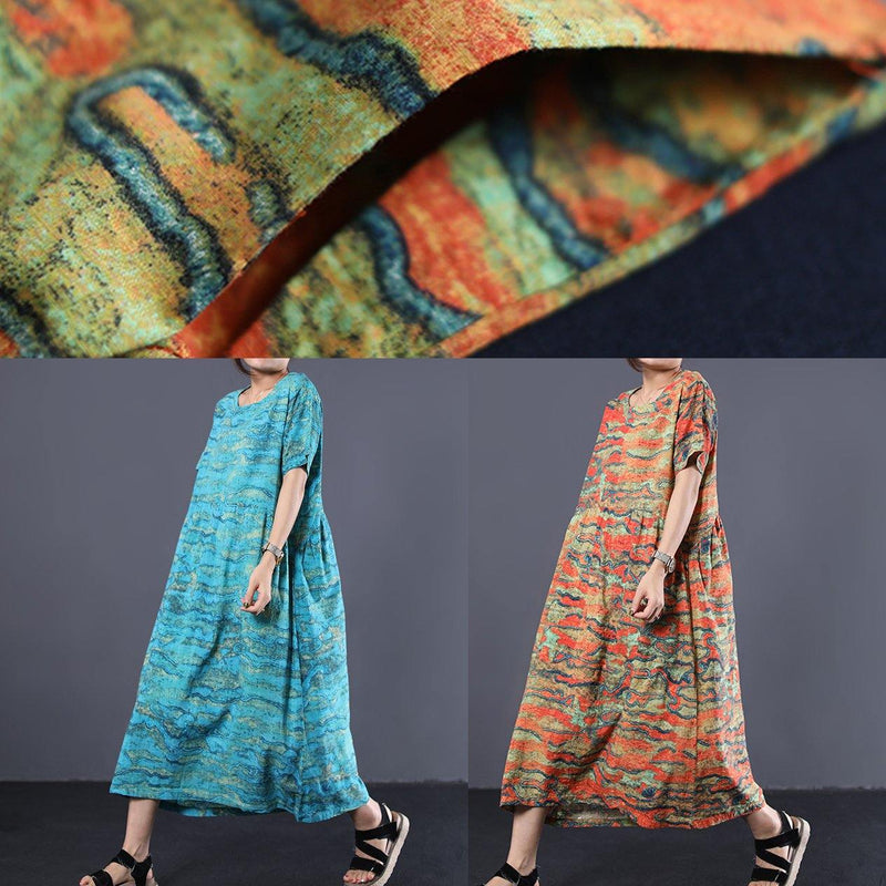 O Neck Linen Dresses Ideas Yellow Prints Dresses Summer