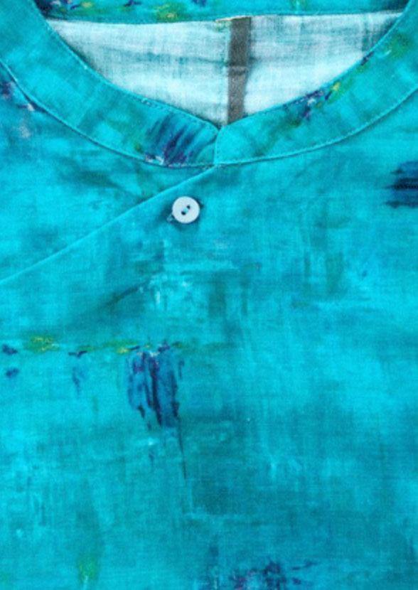 O Neck Pockets Linen Robes Ideas Blue Print Dresses Summer