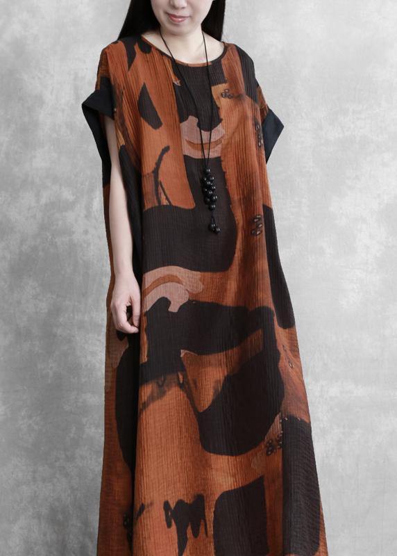 O Neck Side Open Summer Outfit Tutorials Black Print Dress