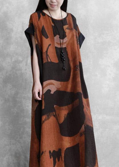 O Neck Side Open Summer Outfit Tutorials Black Print Dress