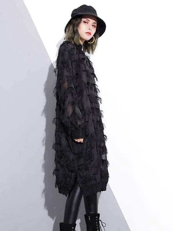 O Neck Tassel Outfit Work Outfits Black Dress