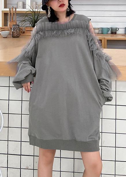 Off the Shoulder Summer Quilting Dresses Shape Gray Dresses