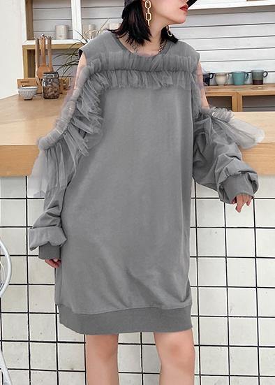 Off the Shoulder Summer Quilting Dresses Shape Gray Dresses