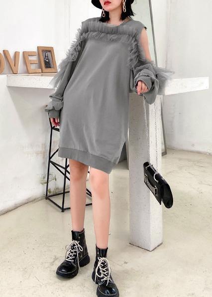 Off the Shoulder Summer Quilting Dresses Shape Gray Dresses