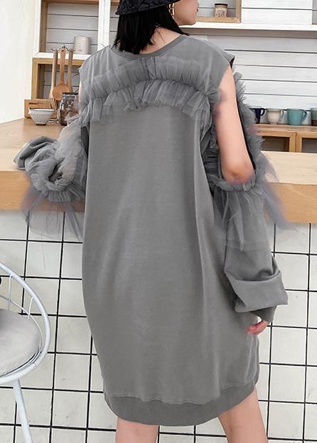 Off the Shoulder Summer Quilting Dresses Shape Gray Dresses