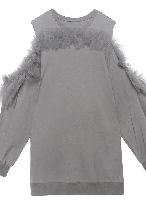 Off the Shoulder Summer Quilting Dresses Shape Gray Dresses