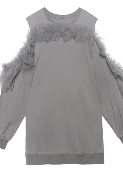 Off the Shoulder Summer Quilting Dresses Shape Gray Dresses